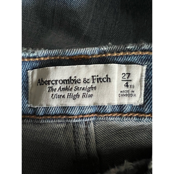 Abercrombie & Fitch Women's The Ankle Straight Ultra High Rise Jeans Blue 27/4XS - Picture 7 of 9